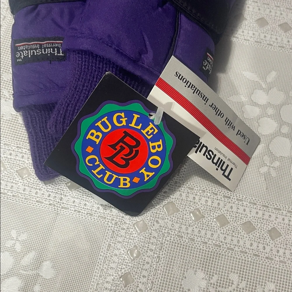 Bugle Boy Purple Thermal Insulated Mittens Gloves with Logo Size 4-7